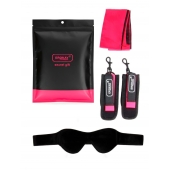 Черно-розовый эротический набор: маска, наручники и повязка - Erokay - купить с доставкой в Екатеринбурге