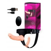 Женский страпон с 2 насадками, вибрацией и пультом ДУ - Erowoman-Eroman - купить с доставкой в Екатеринбурге