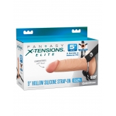 Телесный пустотелый фаллопротез 5’’ Hollow Silicone Strap-On - 14 см. - Pipedream - купить с доставкой в Екатеринбурге