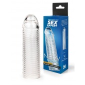Прозрачная закрытая насадка на пенис с ребрышками - 16 см. - Sex Expert - в Екатеринбурге купить с доставкой