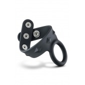 Черное эрекционное кольцо с подхватом мошонки на кнопках VS6 - Blush Novelties - в Екатеринбурге купить с доставкой