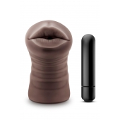 Коричневый мастурбатор-ротик Krystal Vibrating Masturbator - Blush Novelties - в Екатеринбурге купить с доставкой