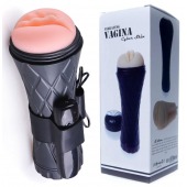 Телесный мастурбатор-вагина в черной колбе с вибрацией - Boys of Toys - в Екатеринбурге купить с доставкой