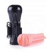 Телесный мастурбатор-вагина в черной колбе с вибрацией - Boys of Toys - в Екатеринбурге купить с доставкой