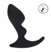 Черная анальная пробка для массажа простаты Double Ripple Silicone Prostate Massager - Shots Media BV - в Екатеринбурге купить с доставкой