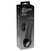 Черная вибронасадка для пениса с хомутом для мошонки и пультом ДУ Remote Controlled Penis Extension - Orion - в Екатеринбурге купить с доставкой