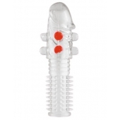 Гелевая прозрачная насадка с шариками и шипами - 14 см. - Toyfa Basic - в Екатеринбурге купить с доставкой