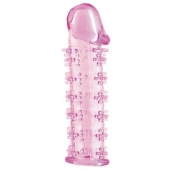 Гелевая розовая насадка на фаллос с шипами - 12 см. - Toyfa Basic - в Екатеринбурге купить с доставкой