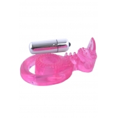 Розовая вибронасадка со стимулятор клитора   Язычок - Toyfa Basic - в Екатеринбурге купить с доставкой