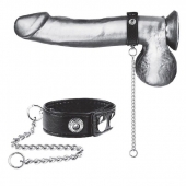 Утяжка на пенис с поводком Snap Cock Ring With 12  Leash - BlueLine - купить с доставкой в Екатеринбурге