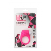 Розовое эрекционное кольцо с щеточкой LIT-UP SILICONE STIMU RING 5 - Dream Toys - в Екатеринбурге купить с доставкой