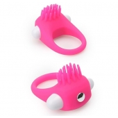 Розовое эрекционное кольцо с щеточкой LIT-UP SILICONE STIMU RING 5 - Dream Toys - в Екатеринбурге купить с доставкой