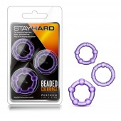 Набор из 3 фиолетовых эрекционных колец Stay Hard Beaded Cockrings - Blush Novelties - в Екатеринбурге купить с доставкой