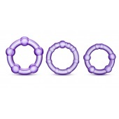 Набор из 3 фиолетовых эрекционных колец Stay Hard Beaded Cockrings - Blush Novelties - в Екатеринбурге купить с доставкой