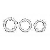 Набор из 3 прозрачных эрекционных колец Stay Hard Beaded Cockrings - Blush Novelties - в Екатеринбурге купить с доставкой
