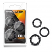 Набор из 3 чёрных эрекционных колец Stay Hard Beaded Cockrings - Blush Novelties - в Екатеринбурге купить с доставкой