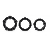 Набор из 3 чёрных эрекционных колец Stay Hard Beaded Cockrings - Blush Novelties - в Екатеринбурге купить с доставкой