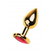 Золотистая анальная пробка с кристаллом-сердцем - 7,5 см. - ToyFa - купить с доставкой в Екатеринбурге