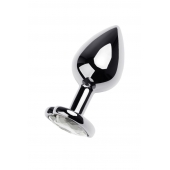 Серебристая анальная пробка с прозрачным кристаллом-сердцем - 8 см. - ToyFa - купить с доставкой в Екатеринбурге