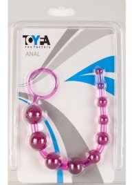 Фиолетовая анальная цепочка с кольцом - 25 см. - Toyfa Basic