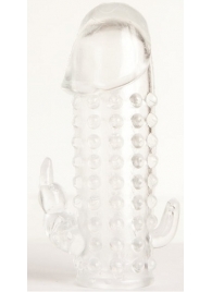 Гелевая прозрачная насадка с 2 отростками - 13 см. - Toyfa Basic - в Екатеринбурге купить с доставкой