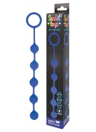 Синяя анальная цепочка с кольцом-ограничителем - 23 см. - Bior toys
