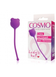 Фиолетовый вагинальный шарик с ушками Cosmo - Bior toys