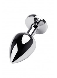 Серебристая коническая анальная пробка с красным кристаллом - 8 см. - ToyFa - купить с доставкой в Екатеринбурге