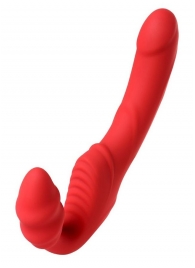 Красный безремневой страпон с вибрацией - ToyFa - купить с доставкой в Екатеринбурге