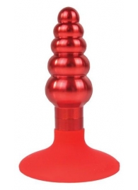 Красная анальная пробка-елочка с ограничителем - 9 см. - Bior toys