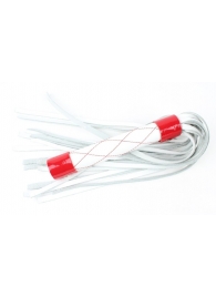 Бело-красная плеть средней длины с ручкой - 44 см. - БДСМ Арсенал - купить с доставкой в Екатеринбурге