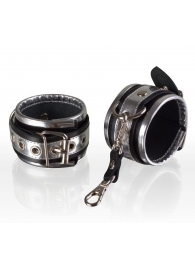 Серебристо-чёрные кожаные наручники - Sitabella - купить с доставкой в Екатеринбурге
