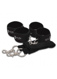 Две пары черных наручников, крепящиеся к матрасу - Lux Fetish - купить с доставкой в Екатеринбурге