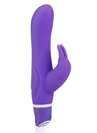 Фиолетовый силиконовый вибратор со стимулятором клитора - 21 см. - Erotic Fantasy