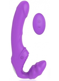 Фиолетовый безремневой страпон с 9 режимами вибрации и пультом ДУ - Bior toys - купить с доставкой в Екатеринбурге