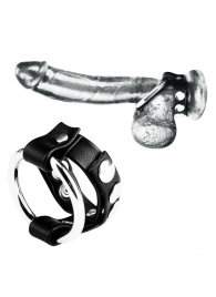 Регулируемое металлическое кольцо на пенис с ремешком - BlueLine - купить с доставкой в Екатеринбурге