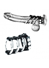 Тройное металлическое кольцо на пенис с регулируемым ремешком - BlueLine - купить с доставкой в Екатеринбурге