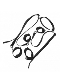 Комплект фиксаторов ног и рук с ошейником черного цвета - Джага-Джага - купить с доставкой в Екатеринбурге