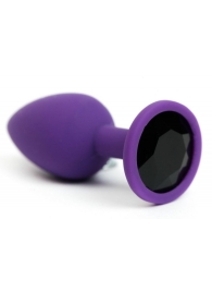 Фиолетовая анальная пробка с черным стразом - 7,6 см. - 4sexdreaM - купить с доставкой в Екатеринбурге