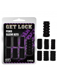 Набор из 7 черных насадок на пенис Get Lock - Chisa - в Екатеринбурге купить с доставкой