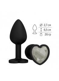 Черная силиконовая пробка с прозрачным кристаллом - 7,3 см. - Джага-Джага - купить с доставкой в Екатеринбурге