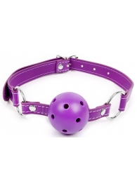 Фиолетовый кляп-шарик на регулируемом ремешке с кольцами - Notabu - купить с доставкой в Екатеринбурге
