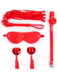 Пикантный набор БДСМ из 4 предметов в красном цвете - Bior toys - купить с доставкой в Екатеринбурге