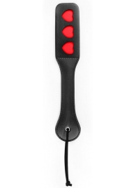 Черная шлепалка NOTABU с красными сердечками - 32 см. - Notabu - купить с доставкой в Екатеринбурге