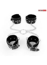 Комплект наручников и оков на металлических креплениях с кольцом - Notabu - купить с доставкой в Екатеринбурге