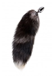 Серебристая металлическая анальная втулка с хвостом чернобурой лисы - размер S - ToyFa - купить с доставкой в Екатеринбурге