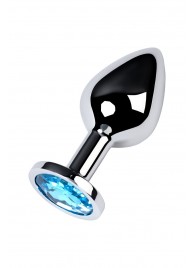 Серебристая конусовидная анальная пробка с голубым кристаллом - 8 см. - ToyFa - купить с доставкой в Екатеринбурге