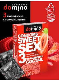 Презервативы для орального секса DOMINO Sweet Sex с ароматом клубничного коктейля  - 3 шт. - Domino - купить с доставкой в Екатеринбурге
