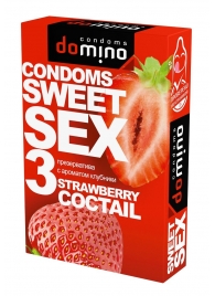 Презервативы для орального секса DOMINO Sweet Sex с ароматом клубничного коктейля  - 3 шт. - Domino - купить с доставкой в Екатеринбурге