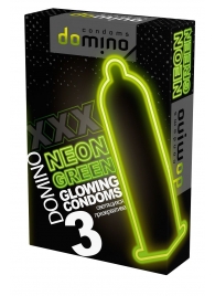 Презервативы DOMINO Neon Green со светящимся в темноте кончиком - 3 шт. - Domino - купить с доставкой в Екатеринбурге